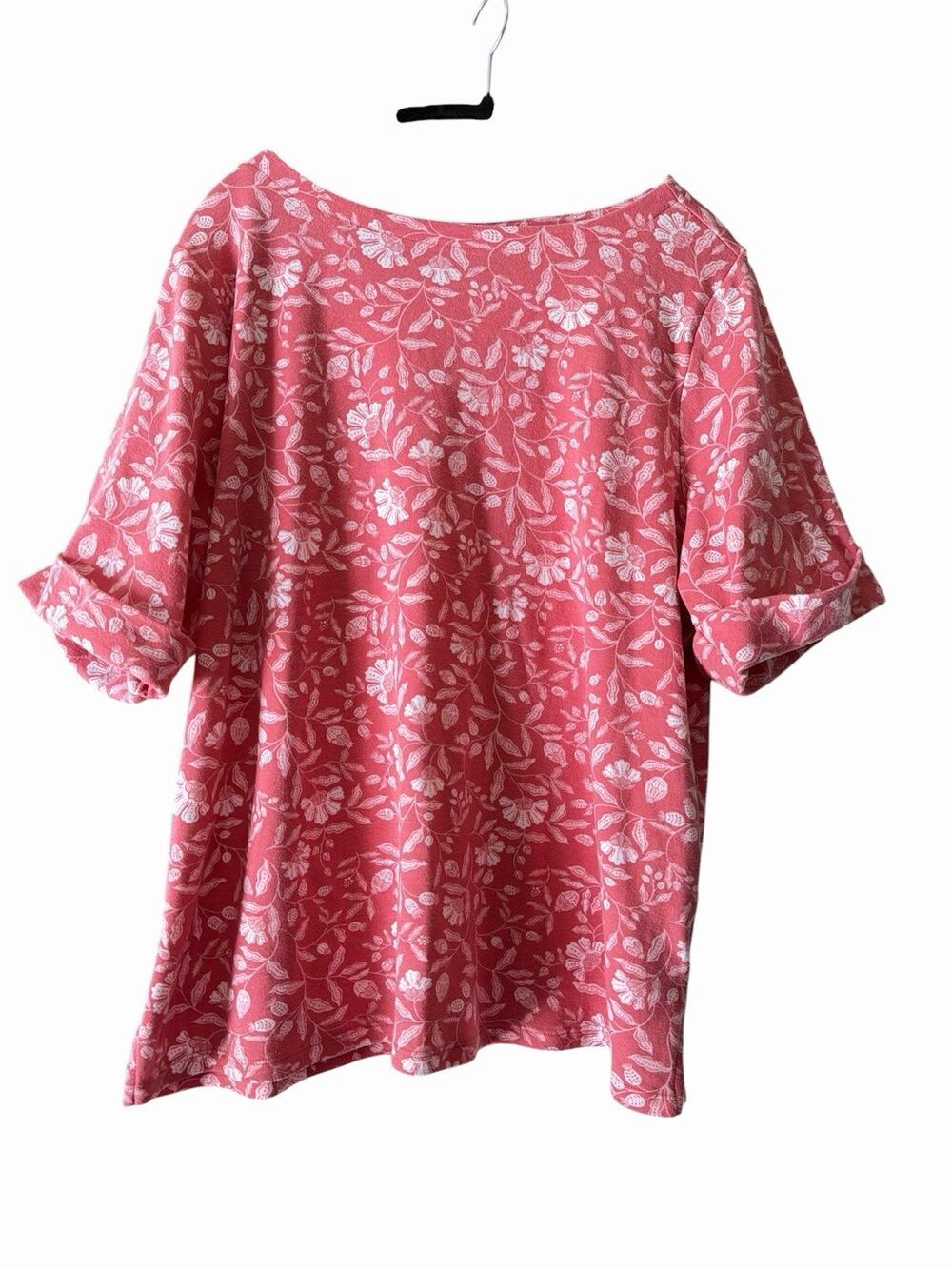Style & Co. Women’s Plus Size 2X 3X Knit Top Shirt Floral Coral Short Sleeves